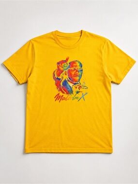 Yellow Malcolm X Graphic Tee - Short Sleeve Shirt